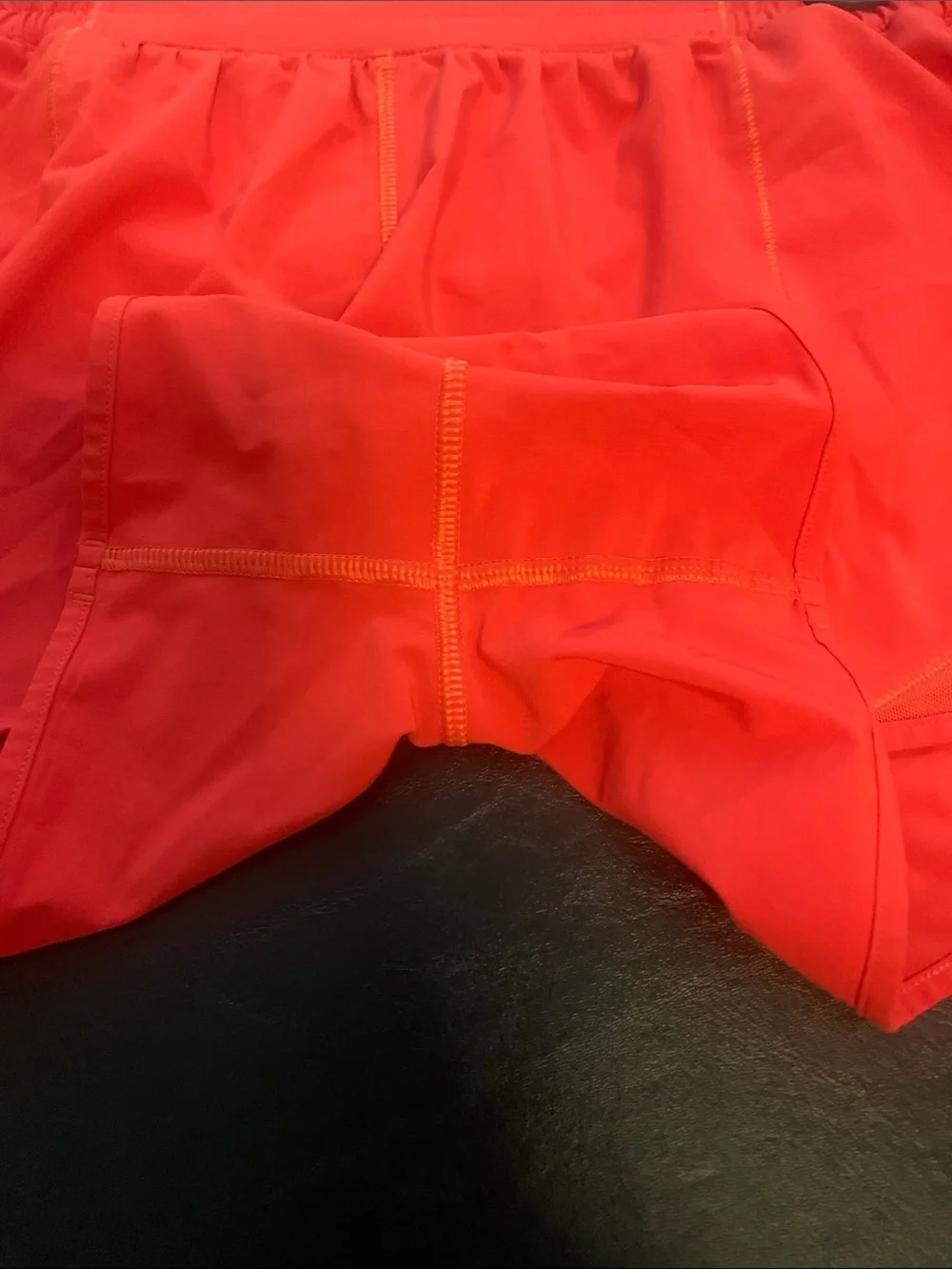 Lululemon Carnation Red Hotty Hot Shorts 4in Sz 8, GUC, 1 pin hole in the back